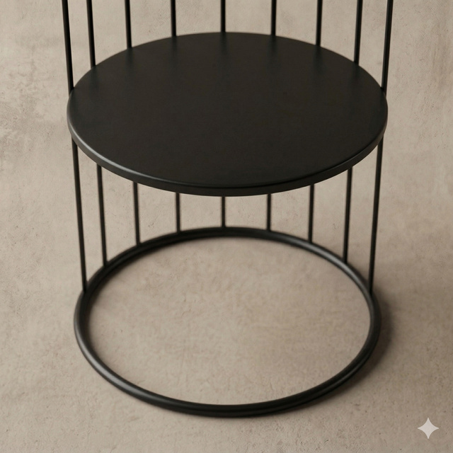 Kerek fém kávézóasztal RODA polccal, 52 cm