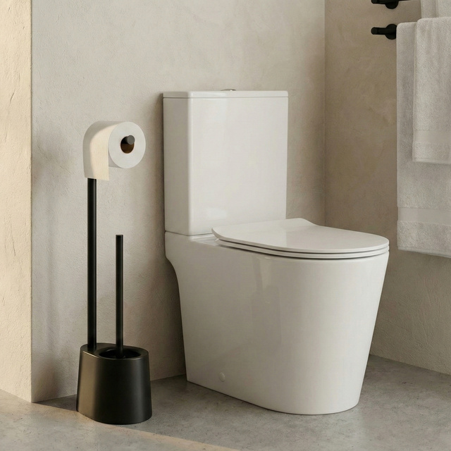 STILK toalettpapír tartó és WC kefe, 63 cm, fekete