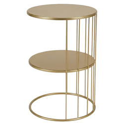 Kerek fém kávézóasztal RODA polccal, 52 cm