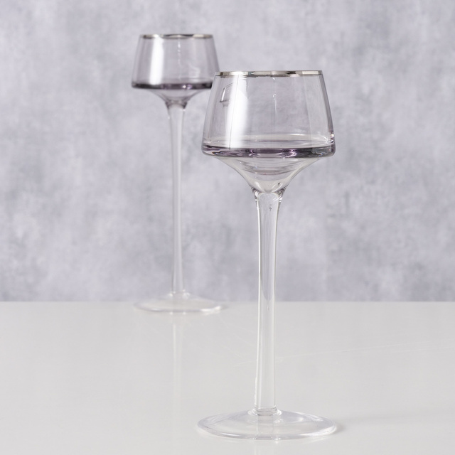 SMOLA üveg gyertyatartók, 2 db, 20-23 cm