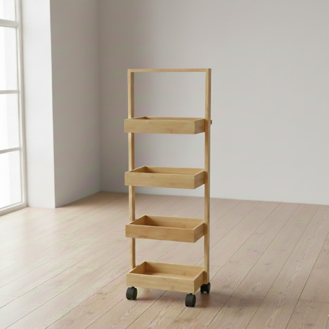Keskeny bambusz polc, 4 VINK kosár, 90 cm
