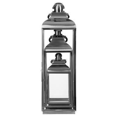 Üvegből készült dekoratív lámpás INOX, 3 darabos készlet