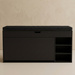 Cipősszekrény ülőkével és kihúzható polcokkal GRADIA, 100 x 34 x 50 cm, fekete
