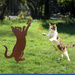 Cserép- és kertdísz, macska pillangóval, rozsdás hatás, 47 cm