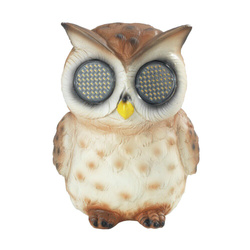 Napelemes kerti figura, LED villogó szemű bagoly, 13 cm