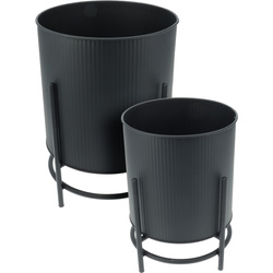 OMEE fém virágtartó burkolatok, 2 db, Ø 17 + Ø 20 cm, fekete