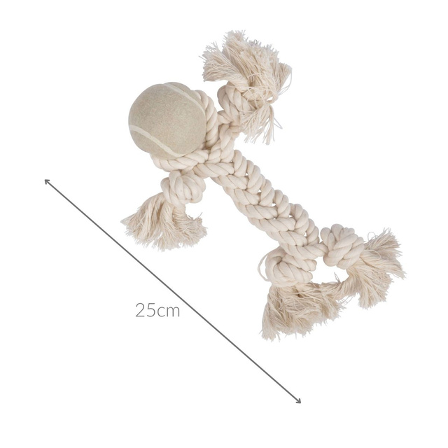 Kutyajáték, csomózott zsinór labdával, 25 cm