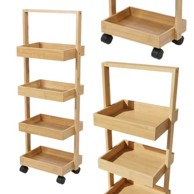 Keskeny bambusz polc, 4 VINK kosár, 90 cm