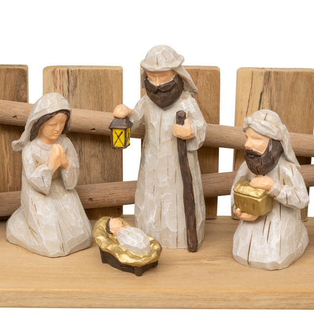 Karácsonyi jászol + 7 figura, 30 x 18 cm