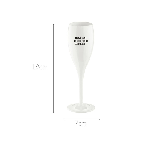 SUPERGLAS pezsgőspohár nyomtatott mintával, KOZIOL, LA VIE EST NULLE SANS BULLE
