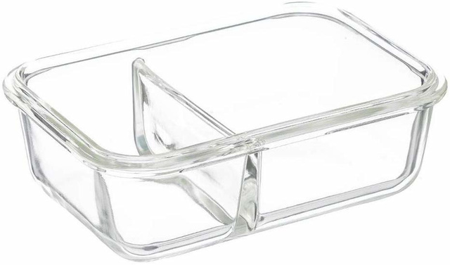Üveg ebédlőedény, 2 rekeszes, 700 ml, CLIP