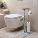 WC-papírtartó és WC-kefe állvány telefonállvánnyal HYLLA, 65 cm, ezüst