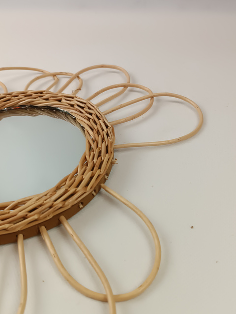 Fonott keretű dekoratív tükör, Ø 38 cm