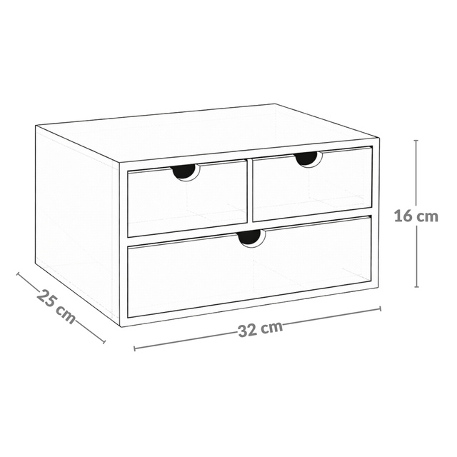 HEGO bambusz íróasztali szervező, 16 cm, 3 fiókos fiókokkal