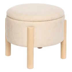 ELKI fedéllel ellátott puff, tárolóhellyel, Ø 45,5 × 37 cm, fehér